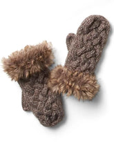 Cable Faux Fur Mitten by Vincent Pradier