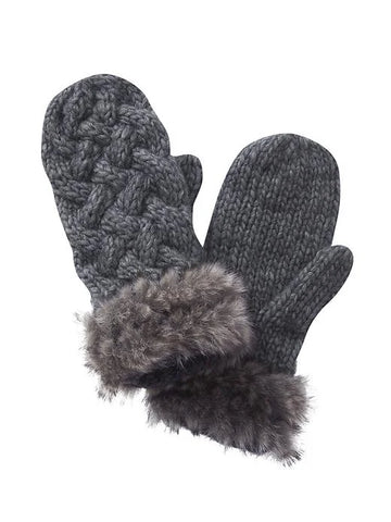 Cable Faux Fur Mitten by Vincent Pradier