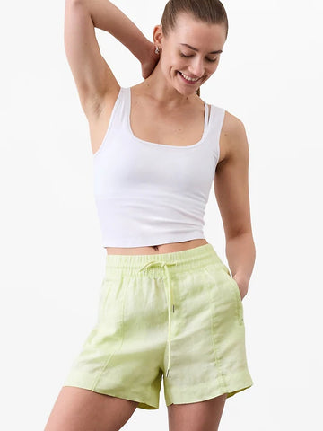 Retreat Linen Mid Rise 4" Short